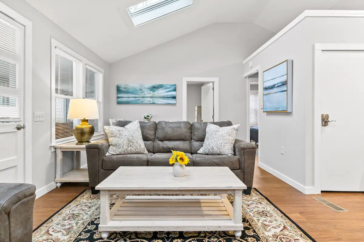 VT Camp Vacation Rental Living Room